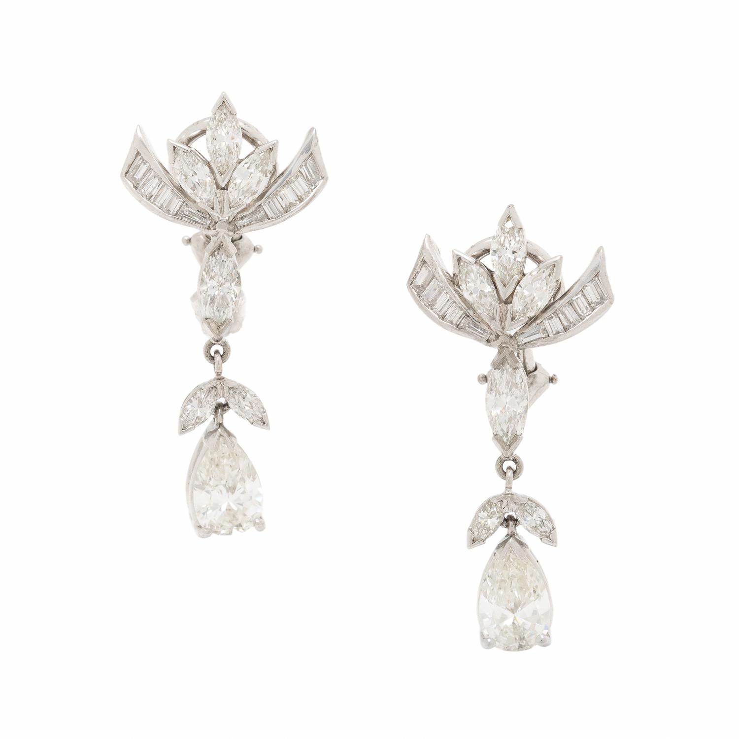 PLATINUM AND DIAMOND DROP EARRINGS