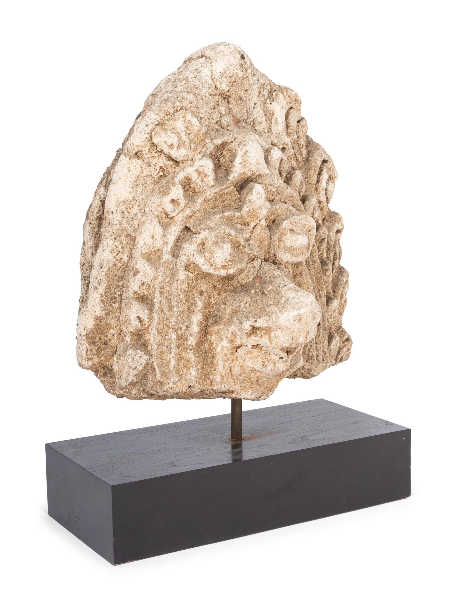 A Mexican Cast Stone Architectural Ornament on a Later Base