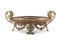 A Sèvres Style Gilt Metal Mounted Painted and Parcel Gilt Porcelain Center Bowl
