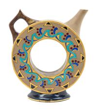 A Sarreguemines Ceramic Pitcher Height 8 3/8 inches.