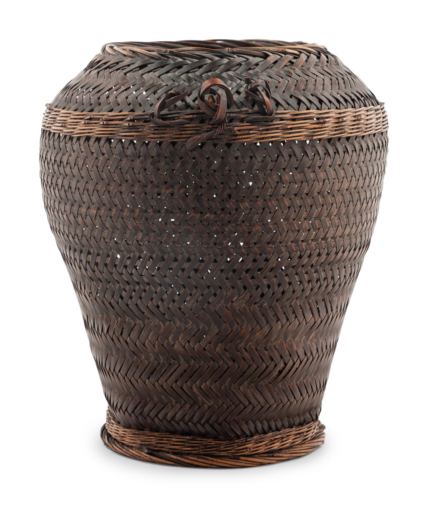 Two Japanese Bamboo Ikebana Baskets [Basket pictured on left to be returned to client; not included in donation group]
