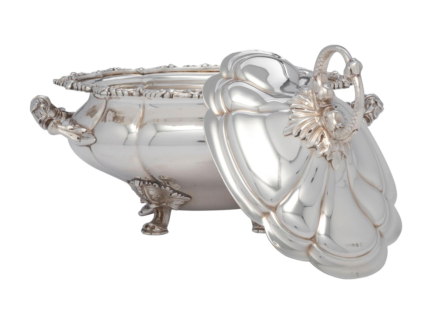 A Pair of Sheffield Plate Lidded Vegetable Dishes