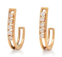 A Pair of Yellow Gold and Diamond Earrings,