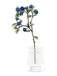 A Pearl Mounted Carved Rock Crystal, Lapis Lazuli and Silver Forget-me-not Flower Study