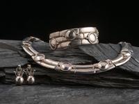 Taxco Sterling Silver Choker Necklace, Bracelet, and Earring Suite