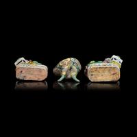 A Pair of Small Famille Verte 'Buddhist Lions' Vases and a Libation Cup, Kangxi Period 清康熙 五彩 來通杯及 獅子一對