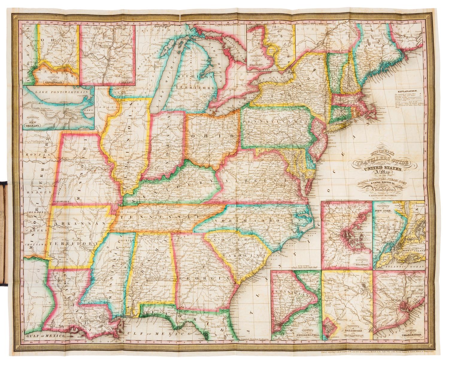 MITCHELL, S.A. Mitchell's Travellers Guide Through the United States. A Map of the Roads, Distances... &c. 1833. THE GRAFF COPY.