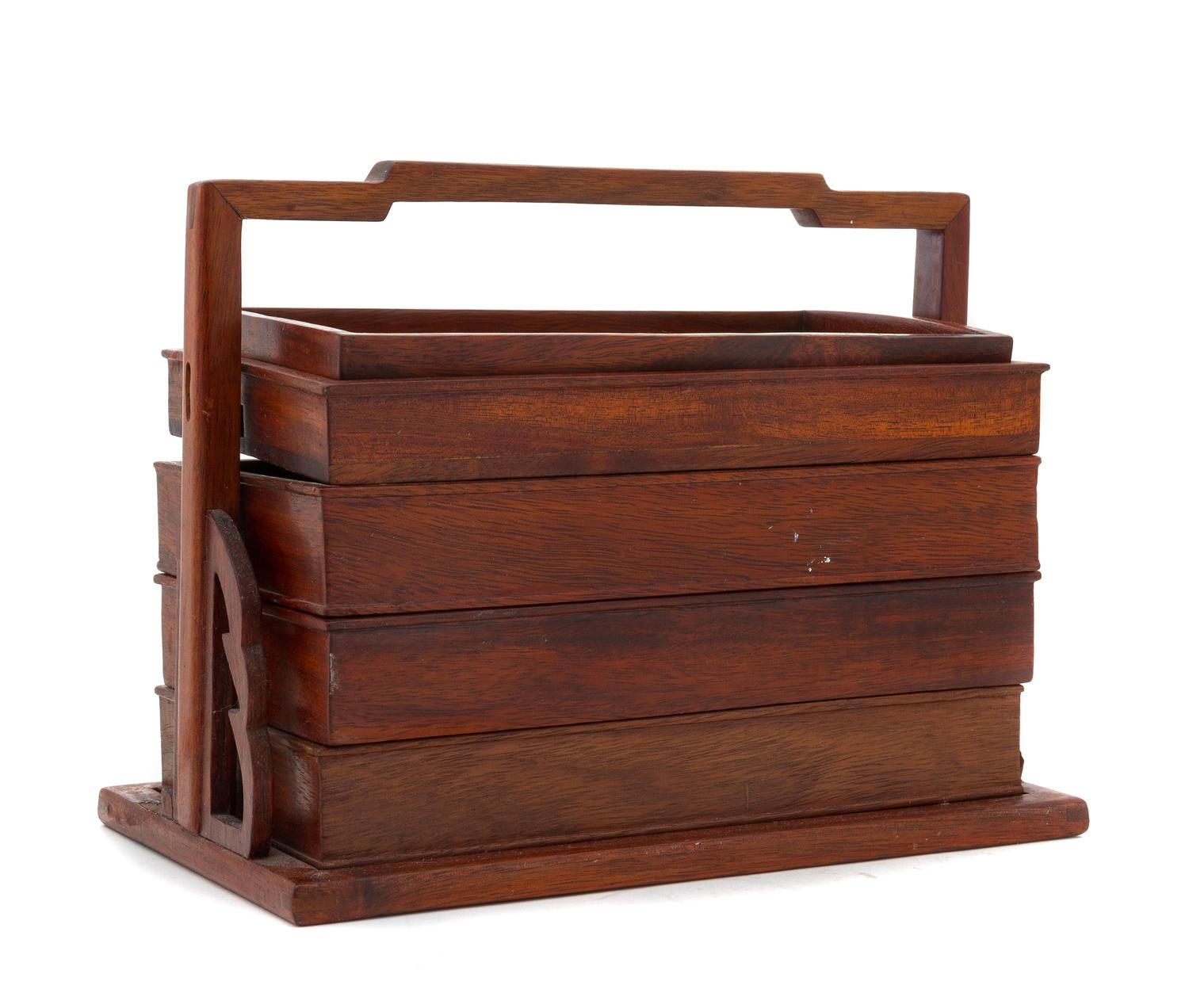 A Huanghuali Four-Tier Picnic Box, Tihe Height 9 inches.