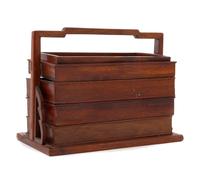 A Huanghuali Four-Tier Picnic Box, Tihe Height 9 inches.