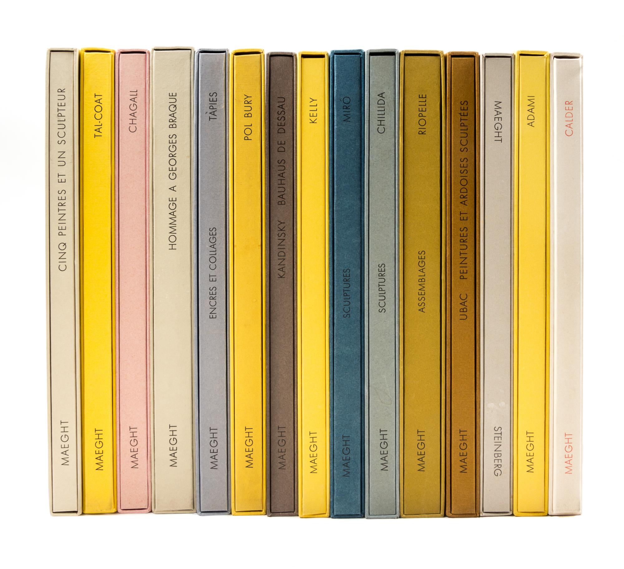 DERRIERE LE MIROIR. 15 deluxe issues. Paris, 1964-1977. Signed, includes Braque, Miro, Calder, Chagall, Tapies, Steinberg and others.