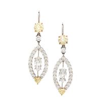 BICOLOR GOLD, YELLOW DIAMOND, AND DIAMOND EARRINGS