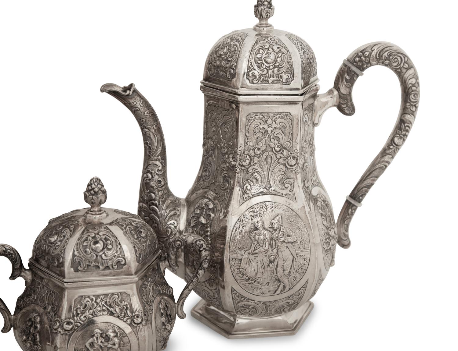 A German Silver Five-Piece Tea and Coffee Service