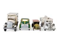 Four Pressed Steel and Tin Lithograph Delivery Trucks