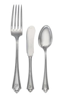 An American Silver Partial Flatware Service, Gorham Mfg. Co., Providence, RI, Second Half 20th Century, Plymouth pattern with a script