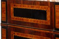 A North Italian Neoclassical Palisander, Ebony and Marquetry Marble-Top Bureau Commode