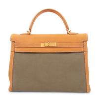 Hermès Leather and Canvas 35cm Kelly Bag, 2007