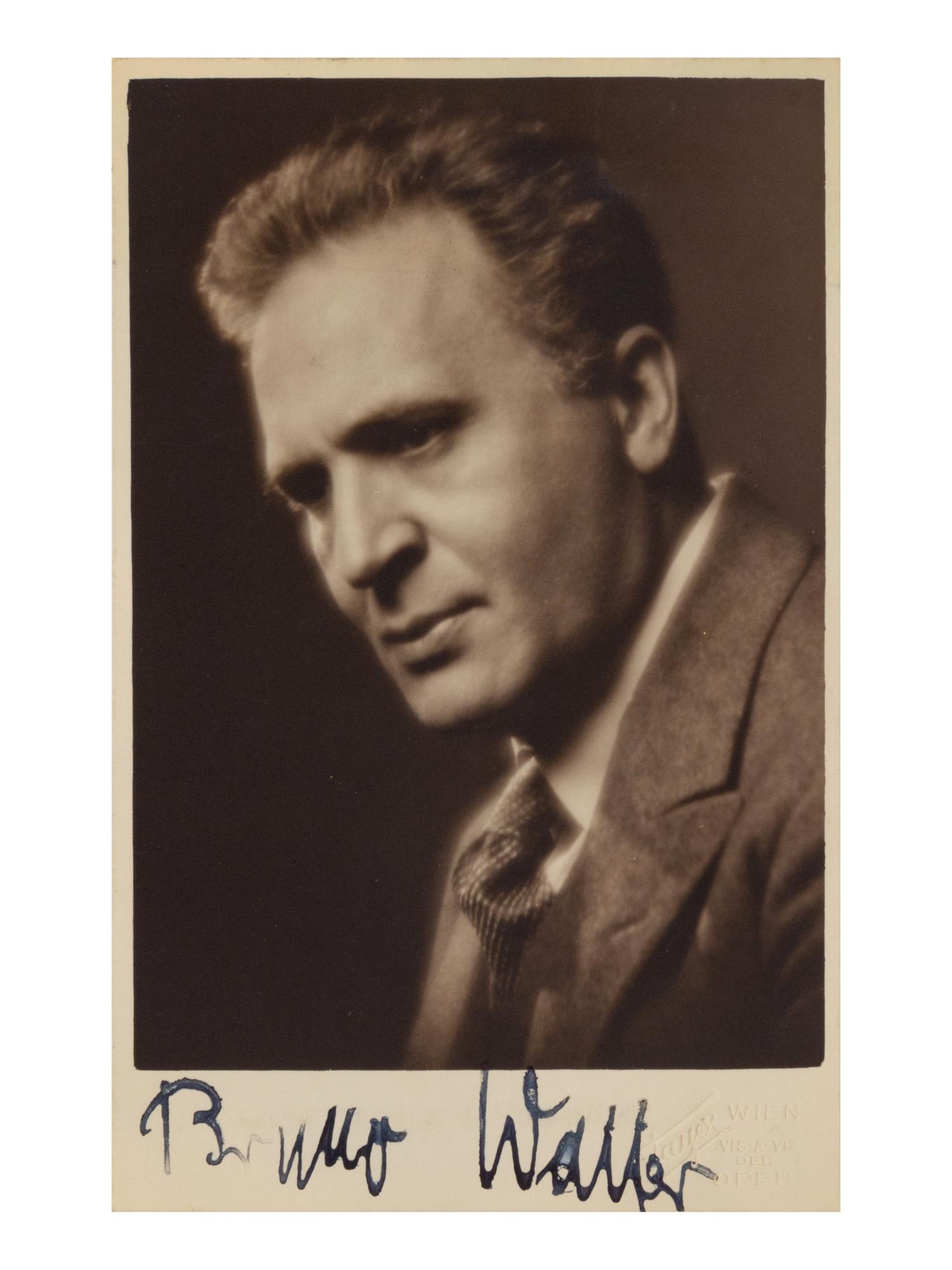 SCHLESINGER, Bruno Walter (1876-1962). Photographic postcard, signed lower margin (“Bruno Walter”), n.d.