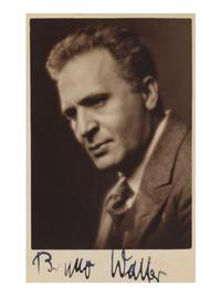 SCHLESINGER, Bruno Walter (1876-1962). Photographic postcard, signed lower margin (“Bruno Walter”), n.d.