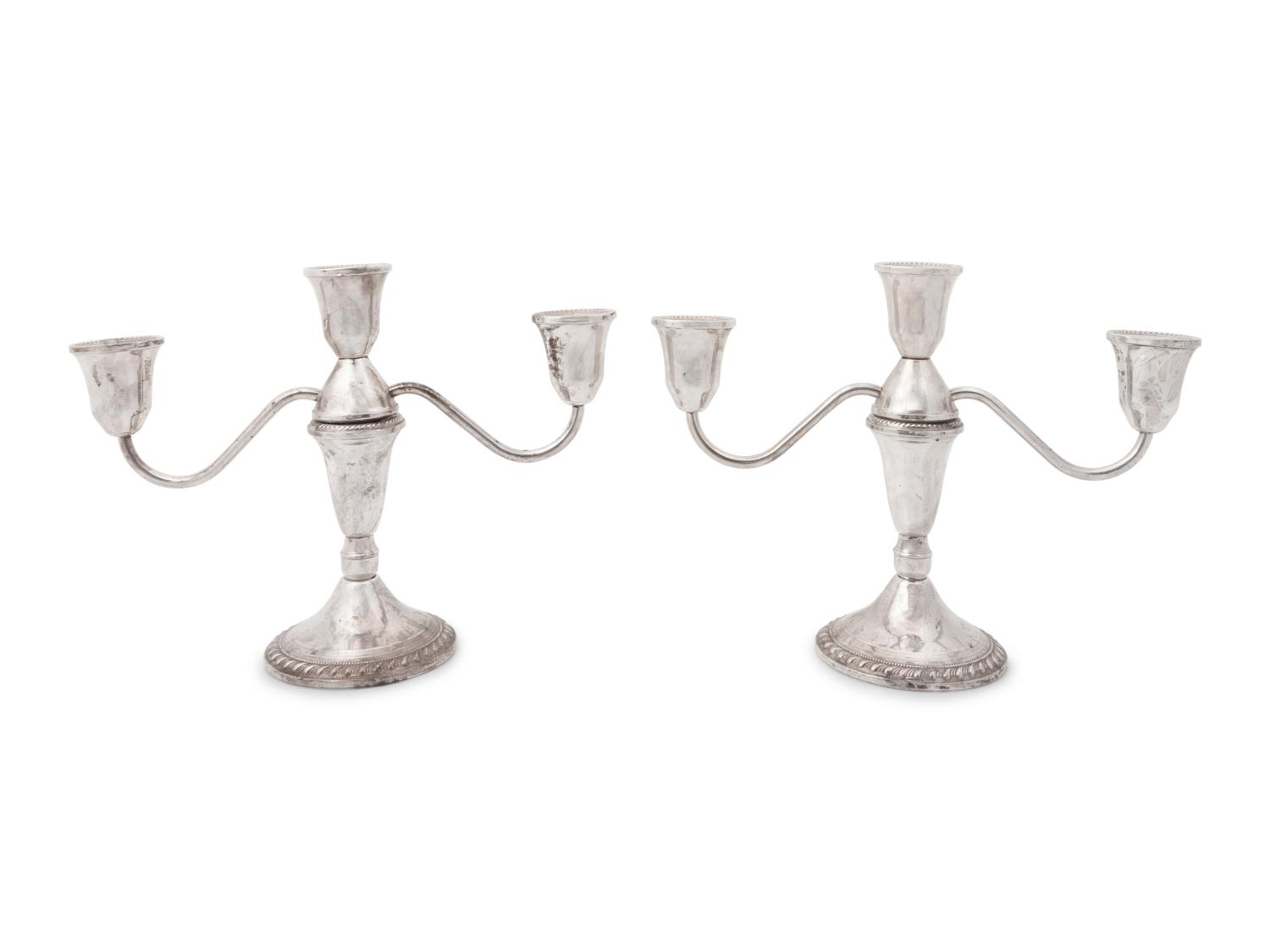 A Group of American Silver Candelabras and Holloware