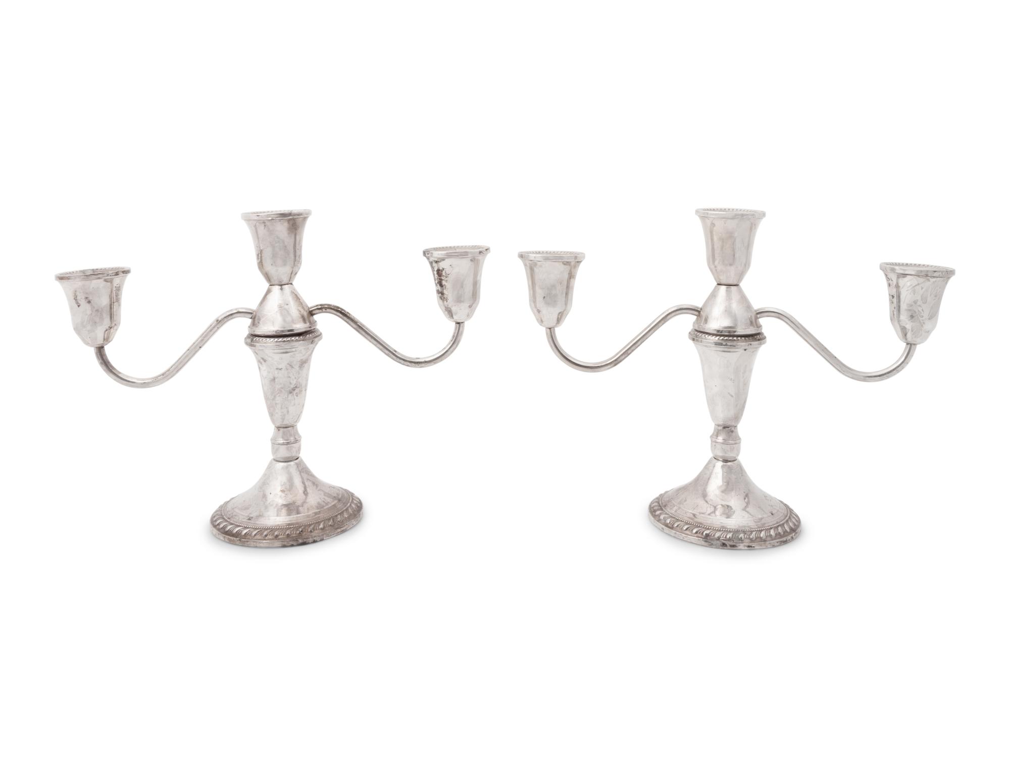 A Group of American Silver Candelabras and Holloware