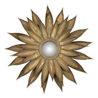 A Pair of Gilt Metal Sunflower Convex Mirrors