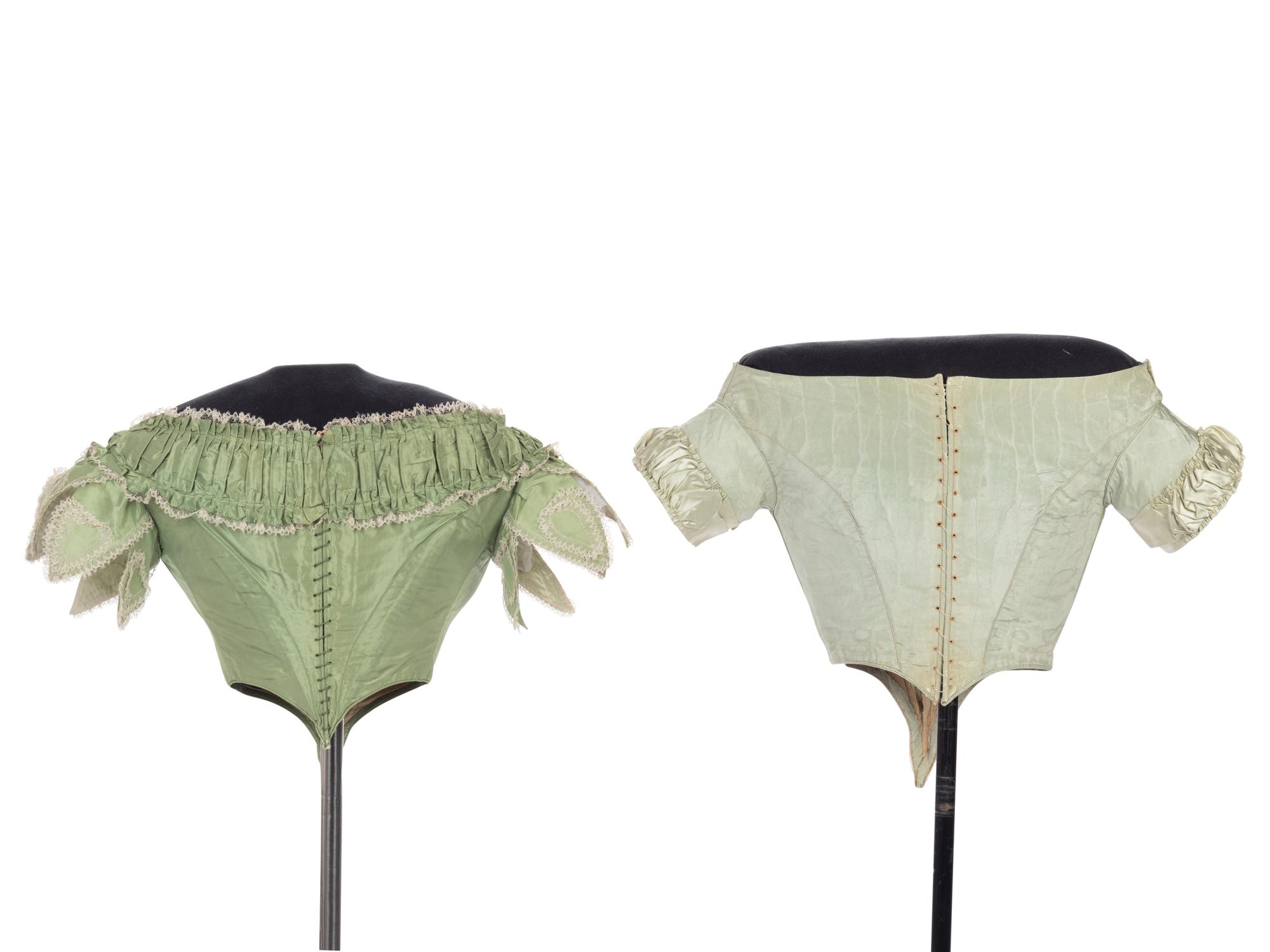 Three Silk Evening Bodices, 1850-60