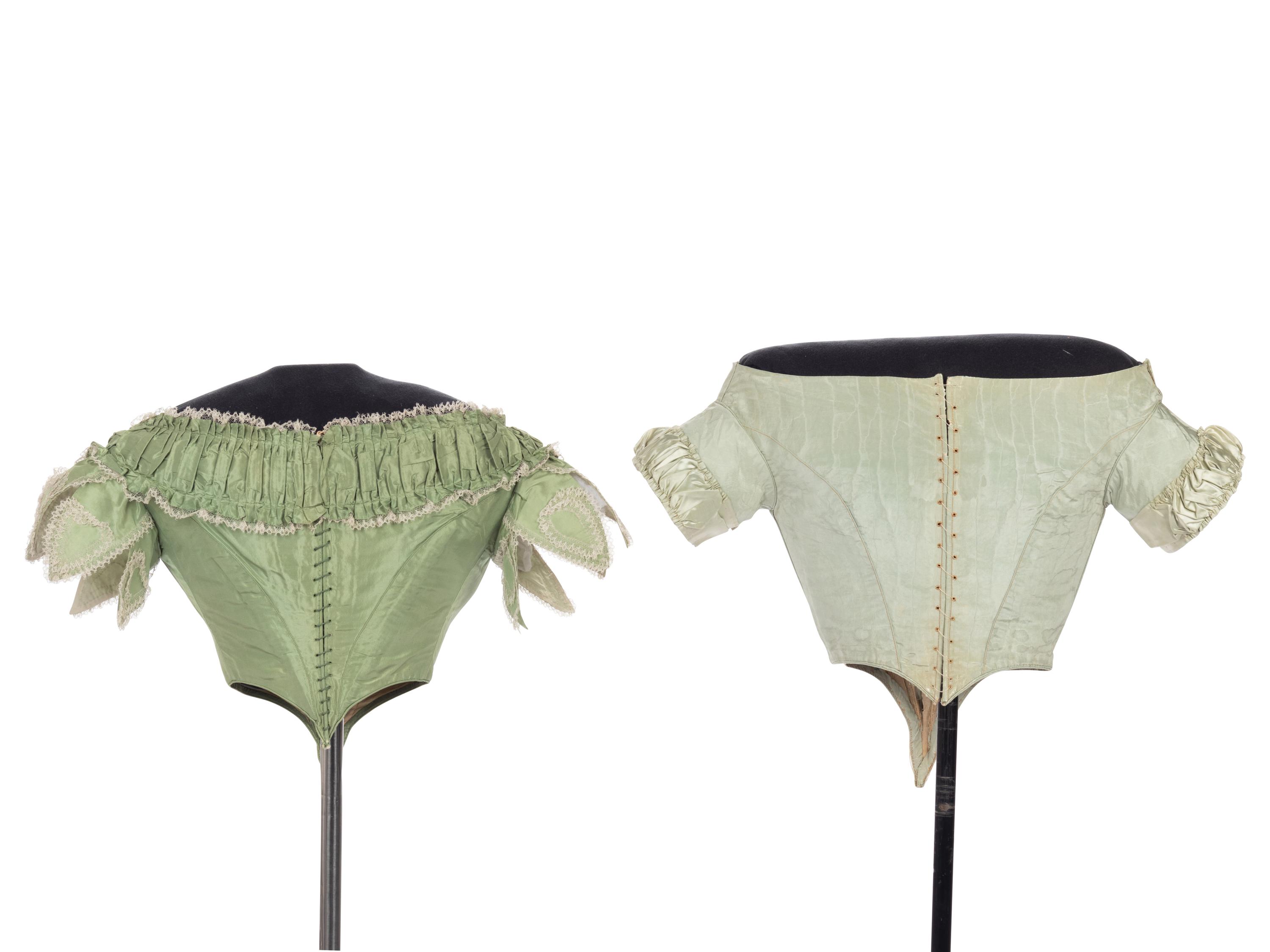 Three Silk Evening Bodices, 1850-60