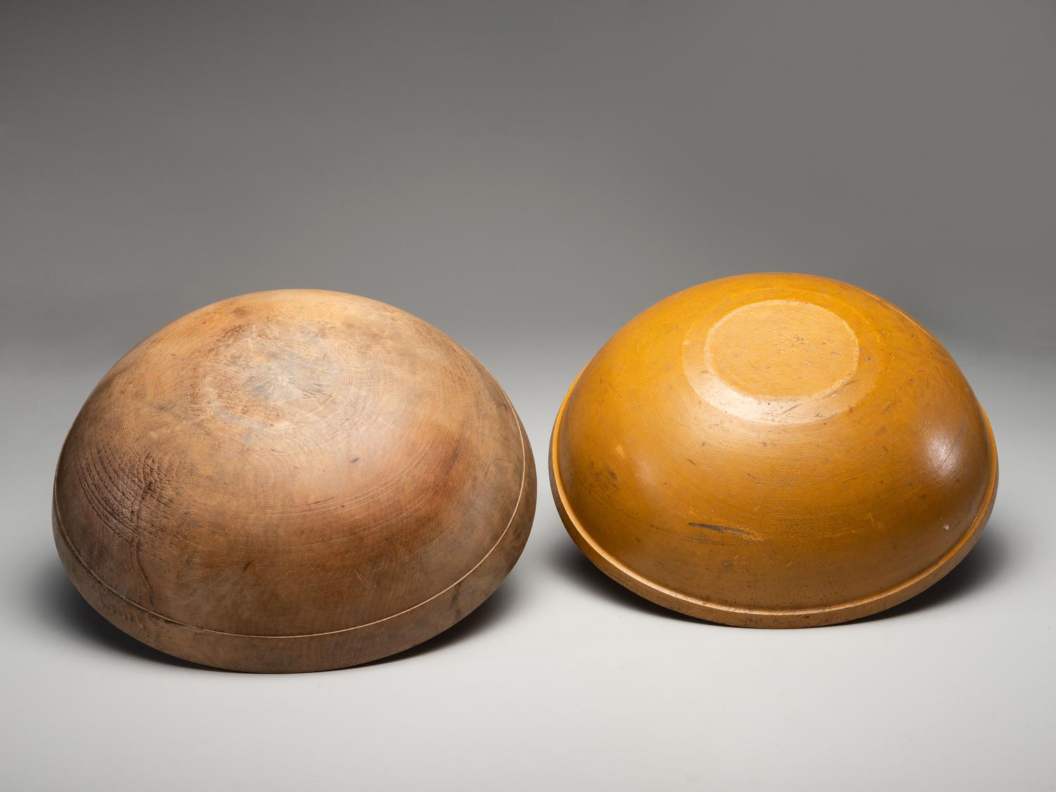 Two Turned Wood Dough Bowls
