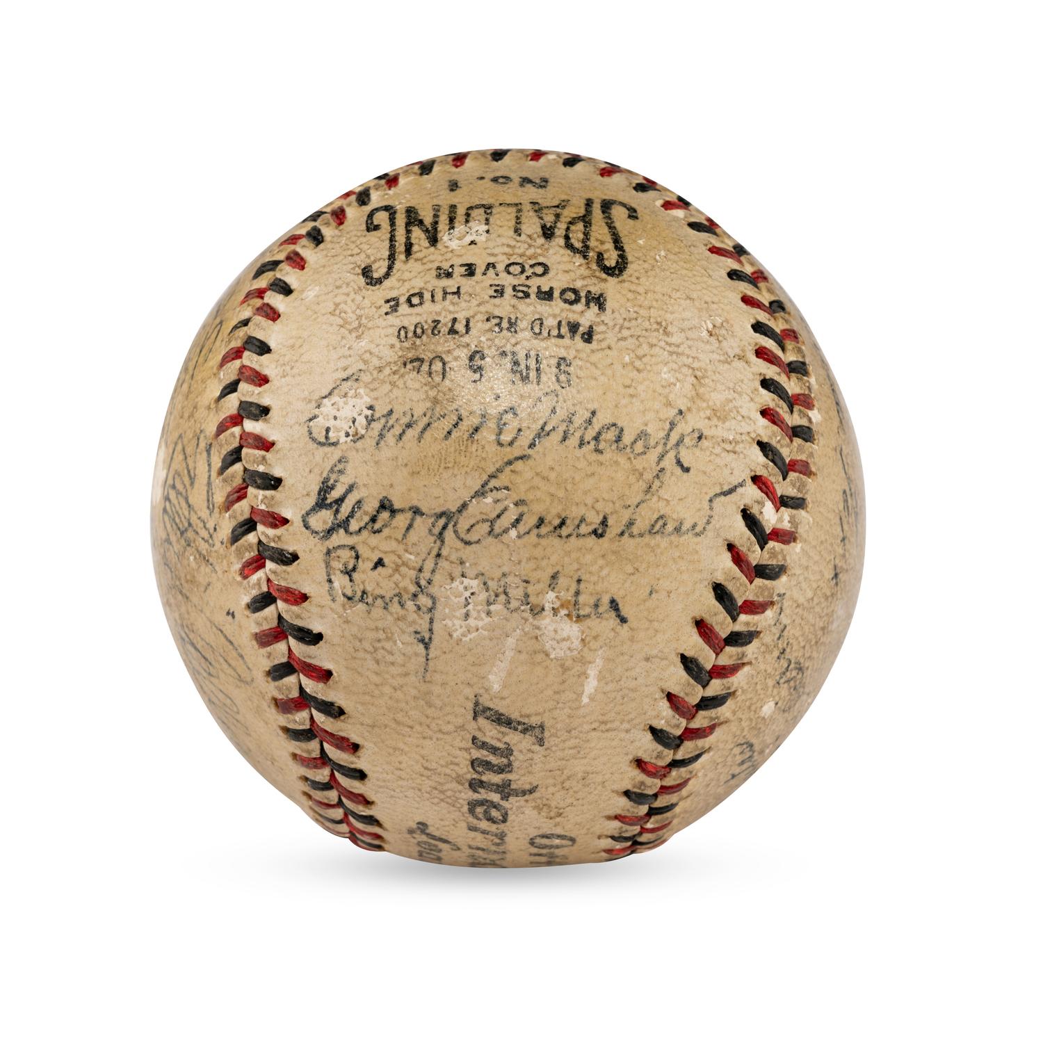 A 1932 Philadelphia Athletics Team Signed Autograph Baseball Featuring Jimmie Foxx, Eddie Collins, Connie Mack, Lefty Grove and Al Simmons (JSA Letter of Authenticity)