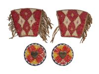 Sioux Quilled Hide Cuffs and Parade Rosettes