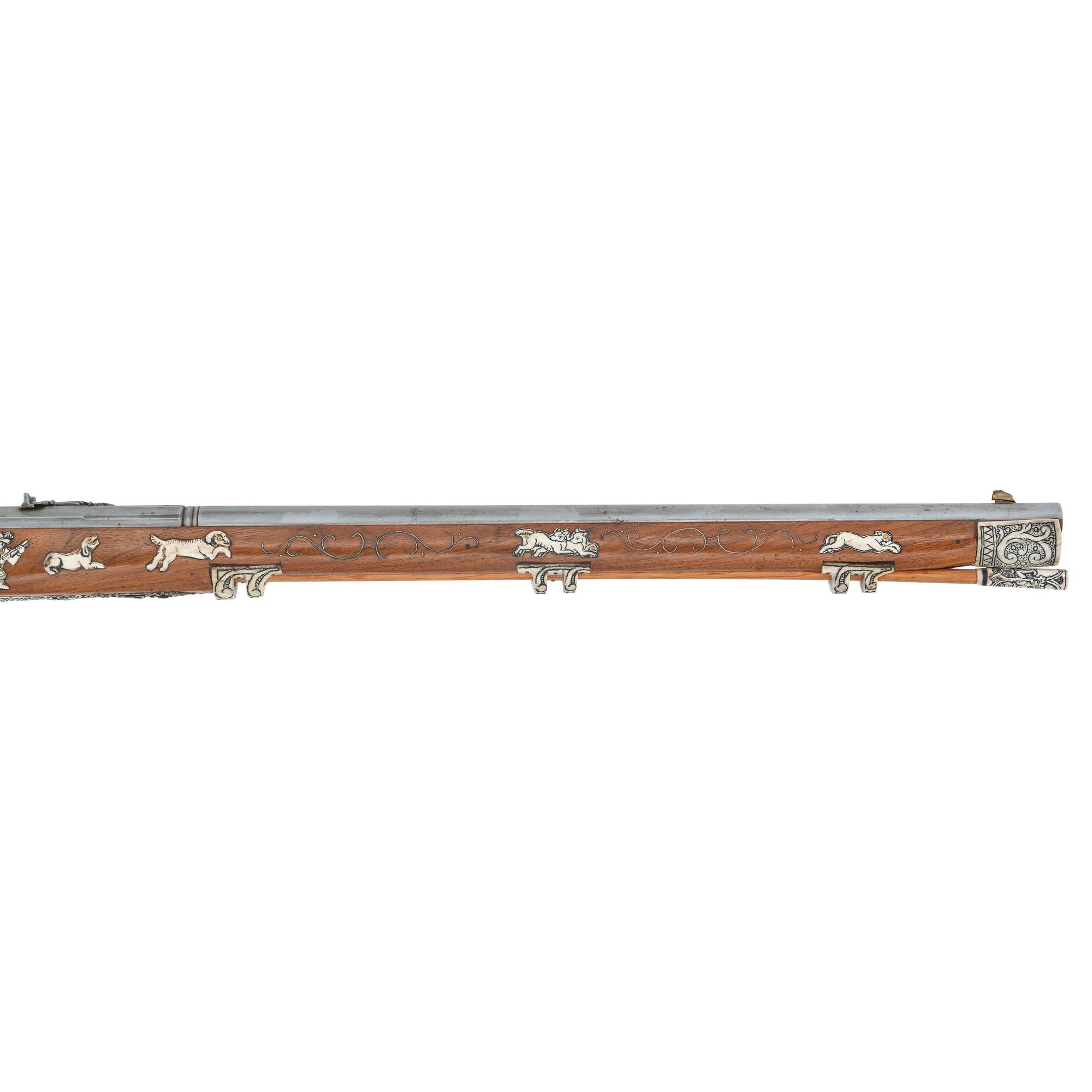 Contemporary Flintlock Musket with Folkloric Hunting Motifs