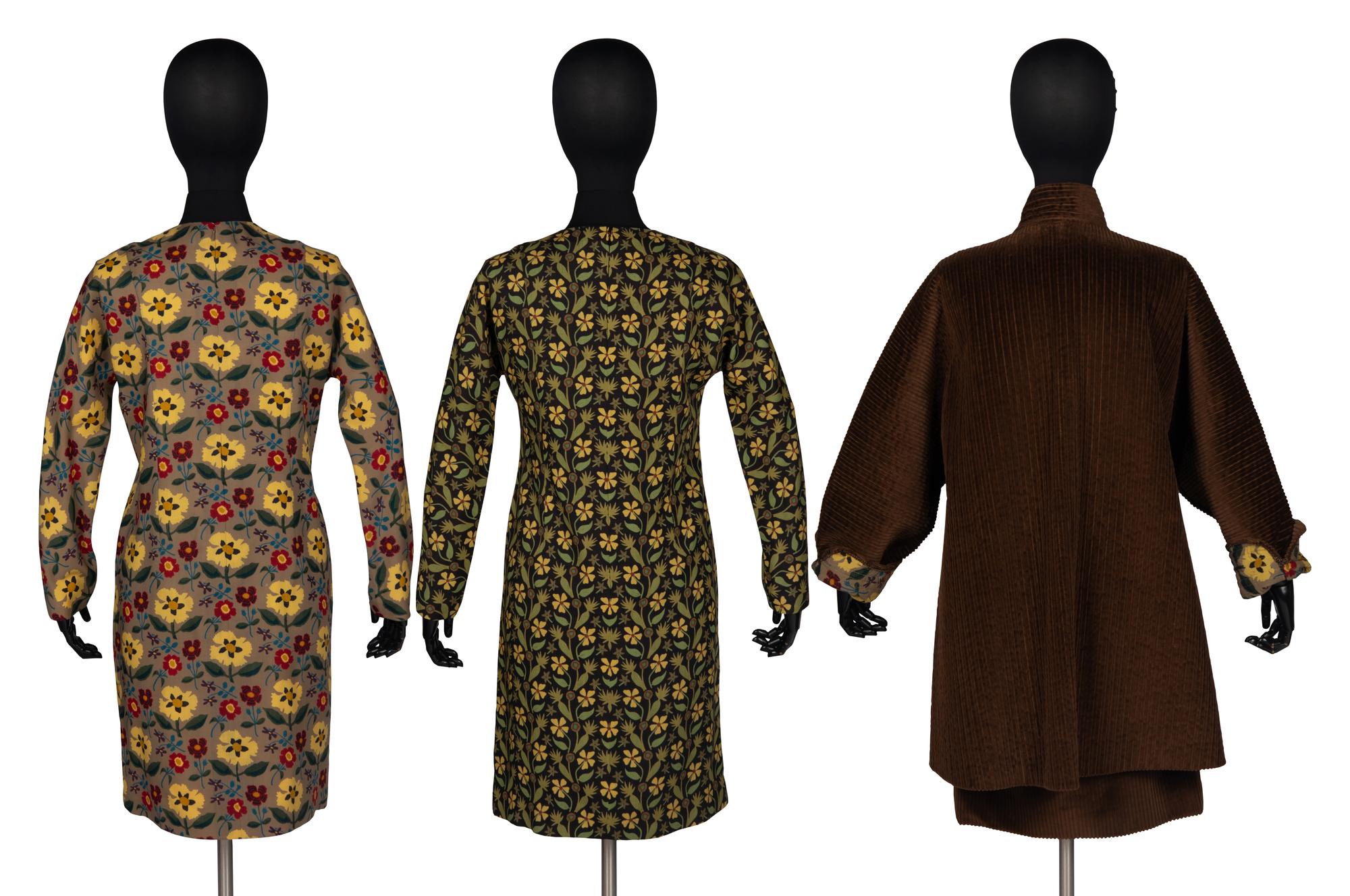 Corduroy Jacket and Skirt with Two Floral-Print Dresses by Geoffrey Beene