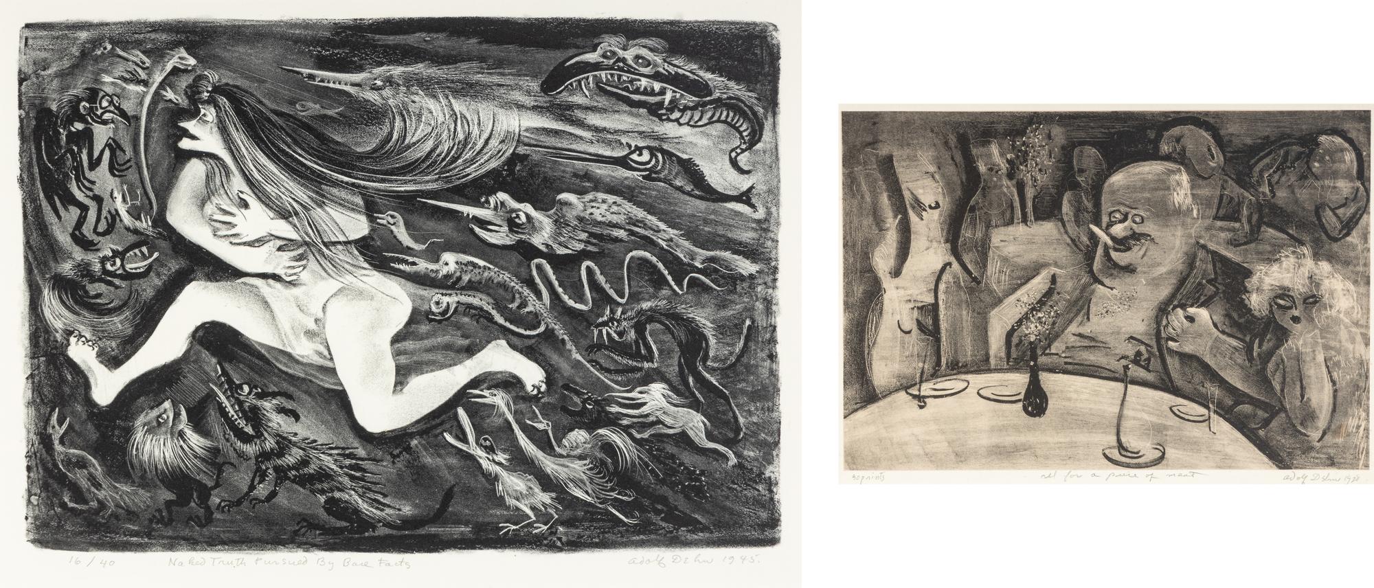 All for a Piece of Meat, 1928 and Naked Truth Pursued by Bare Facts, 1945 (two works)