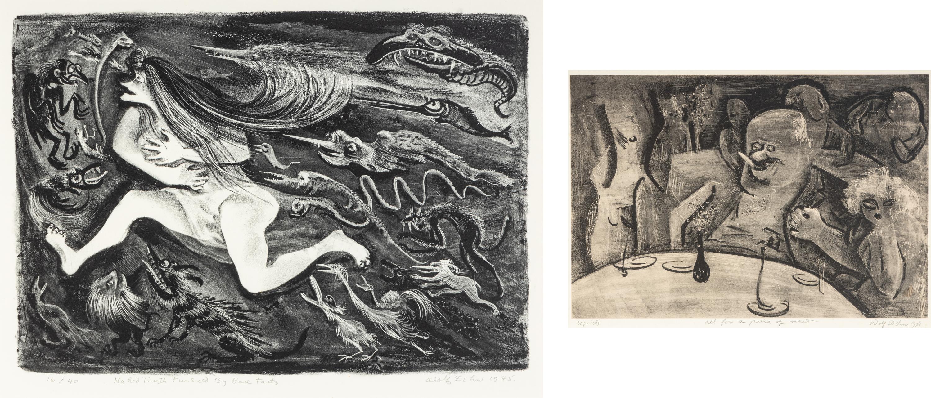 All for a Piece of Meat, 1928 and Naked Truth Pursued by Bare Facts, 1945 (two works)