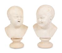 A Pair of Continental Allegorical Marble Busts
