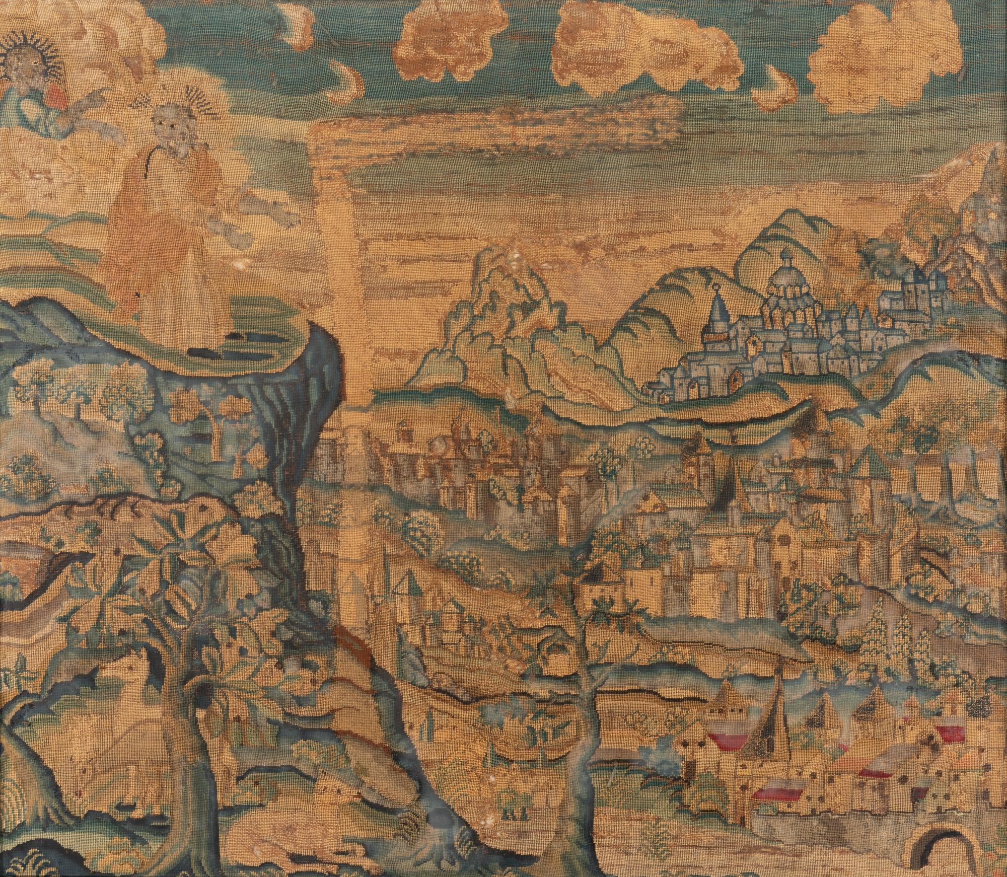 A Continental Needlepoint Panel Depicting a Biblical Scene