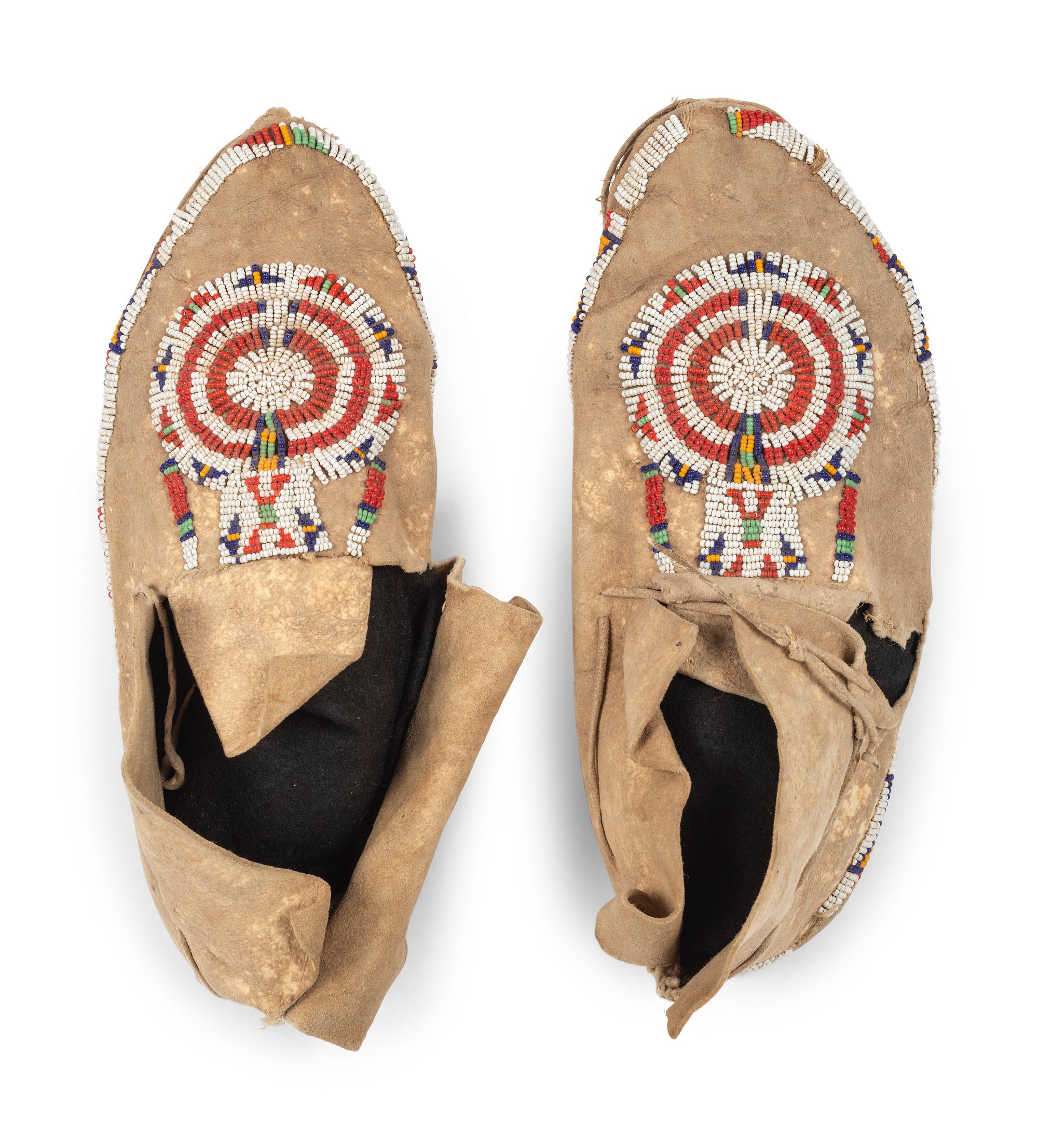 Cheyenne Beaded Hide Moccasins