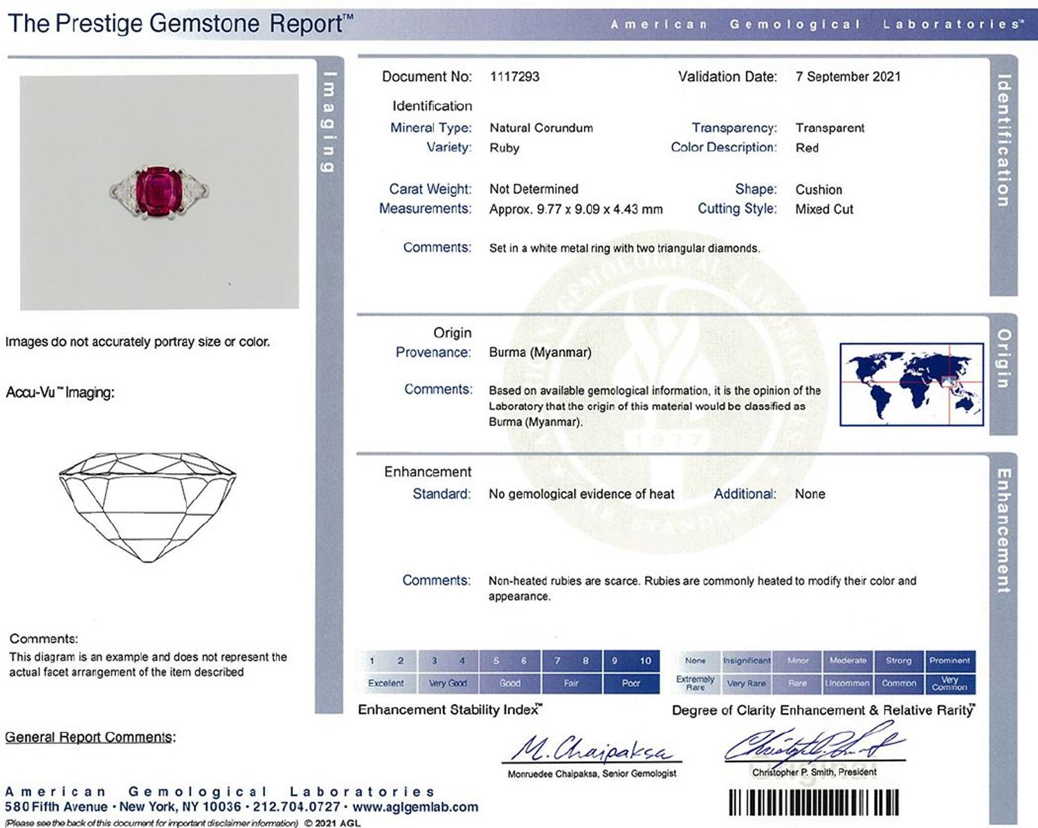 A RARE UNHEATED BURMESE RUBY AND DIAMOND RING