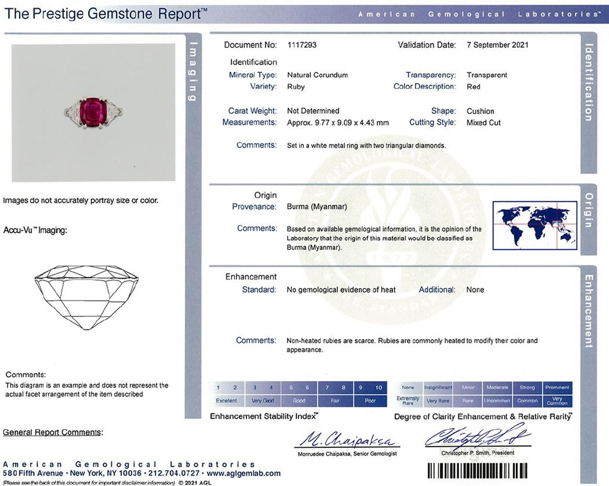 A RARE UNHEATED BURMESE RUBY AND DIAMOND RING