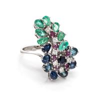 MULTIGEM AND DIAMOND RING