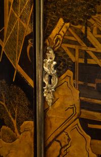A Pair of George III Gilt Ormolu-Mounted Chinese Lacquer Corner Cabinets