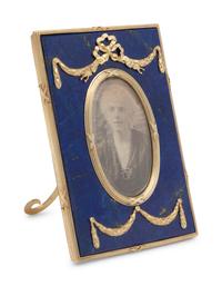A Russian Silver-Gilt and Lapis Lazuli Mounted Picture Frame