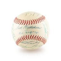 A 1955 Multi Signed American League All Star Baseball Including Mickey Mantle and Ted Williams (Beckett Authentication Services)