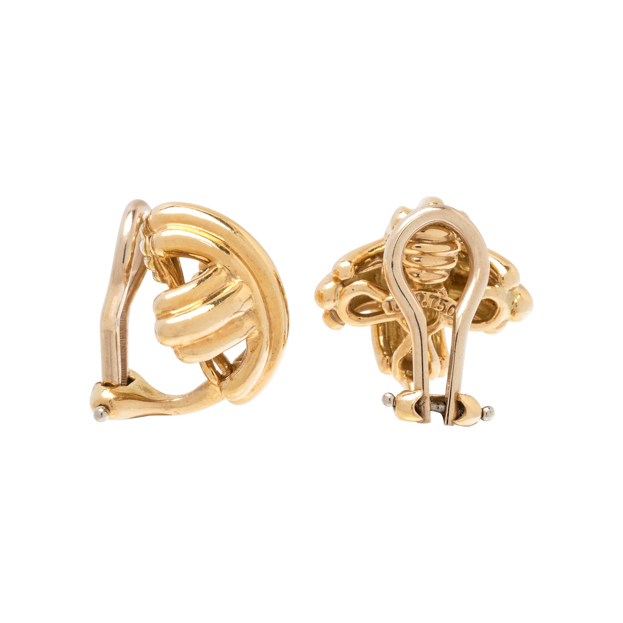 TIFFANY & CO., YELLOW GOLD 'X' EARCLIPS