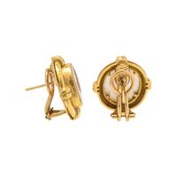 ELIZABETH LOCKE, YELLOW GOLD AND INTAGLIO EARCLIPS