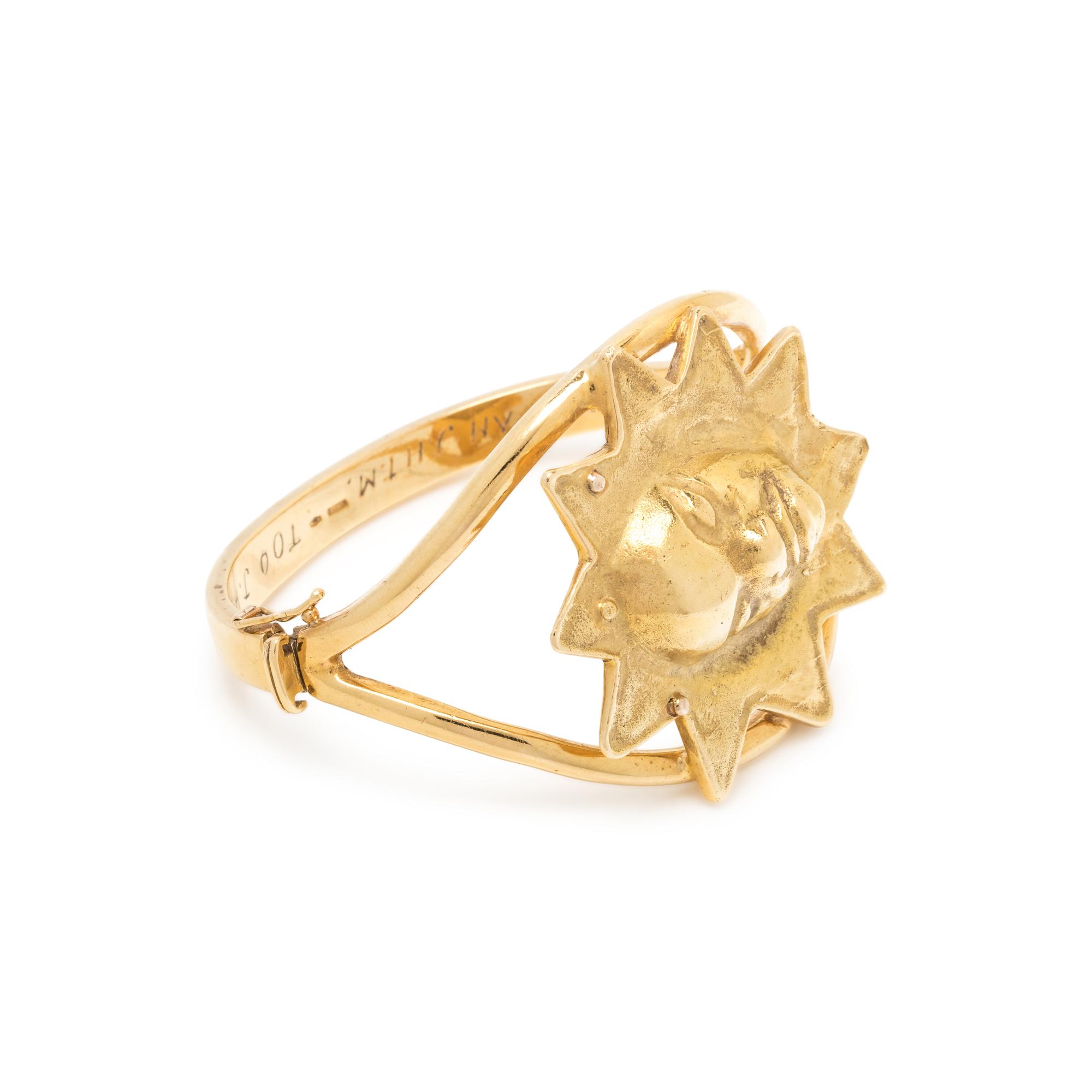 YELLOW GOLD SUN BANGLE BRACELET