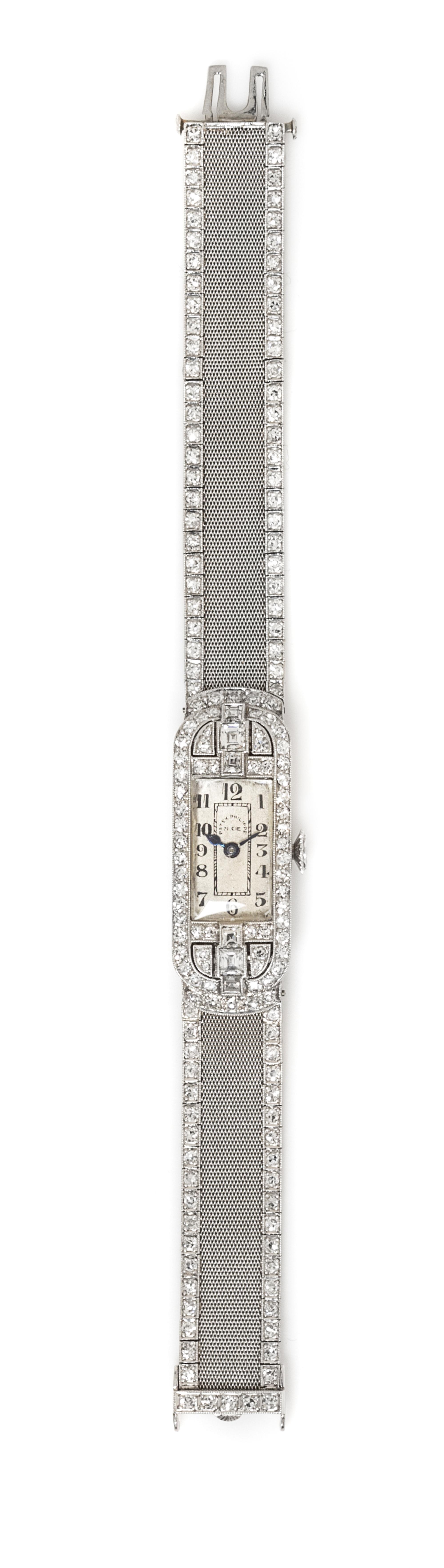 An Art Deco Platinum and Diamond Wristwatch, Patek Philippe, Circa 1928,