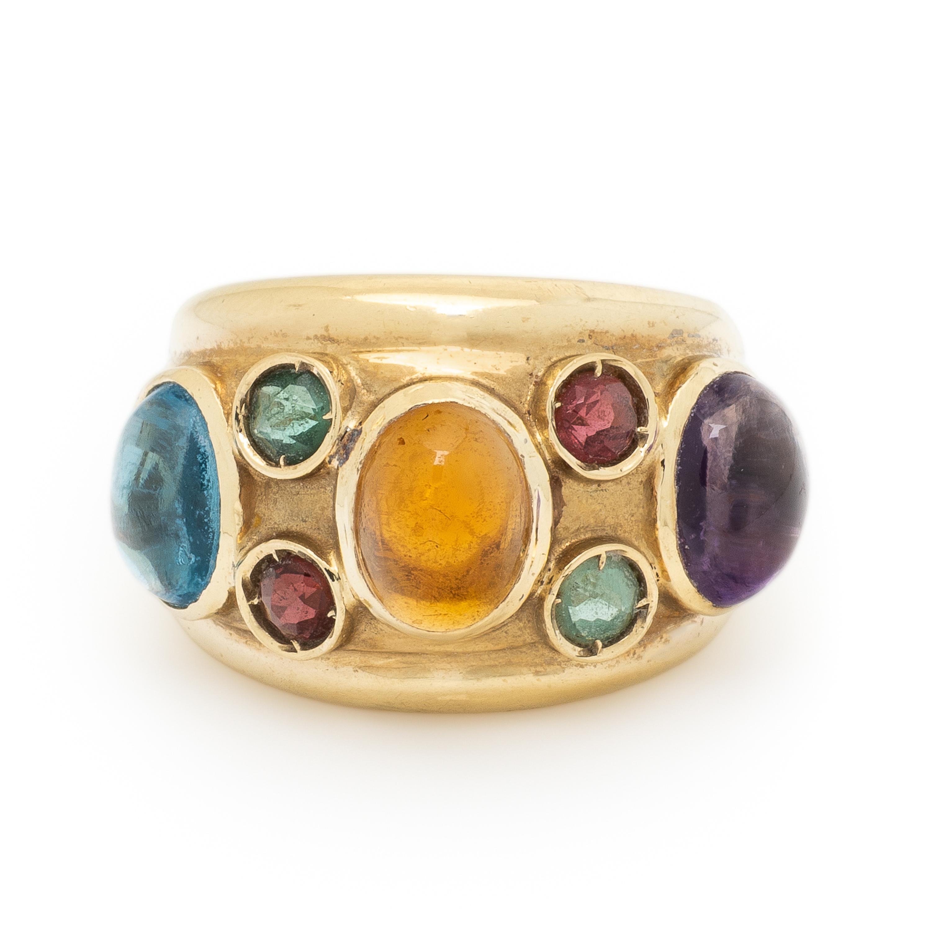 Multigem and Yellow Gold Ring
