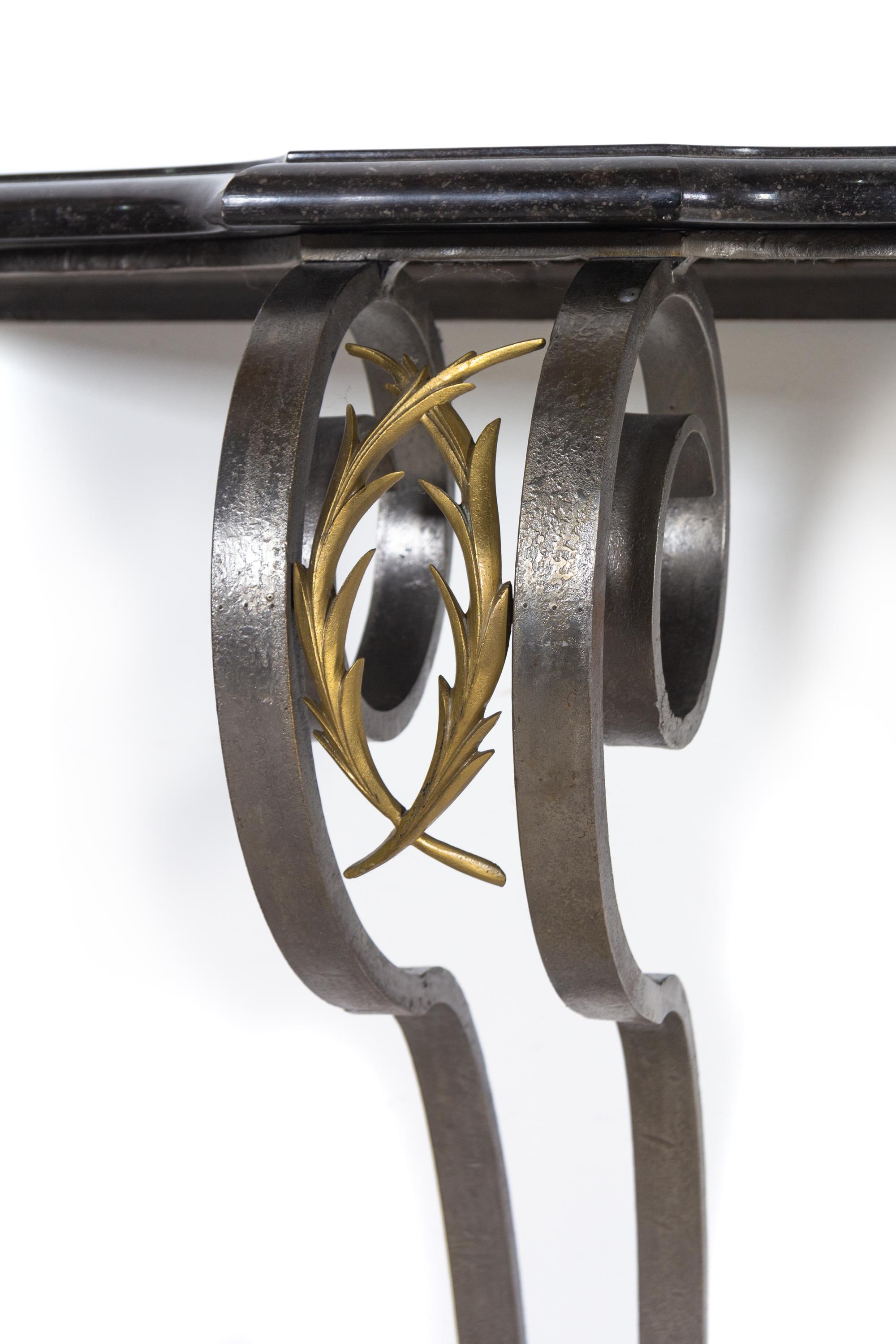 A French Steel and Marble Console Table