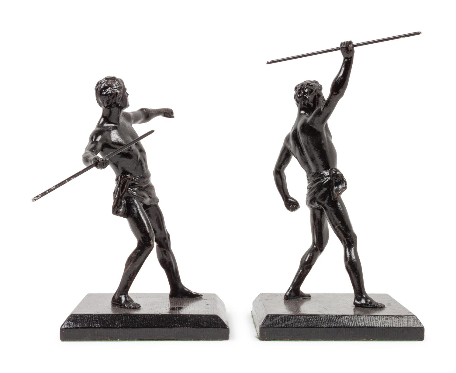 Two Grand Tour Style Patinated Spelter Models of Athletes